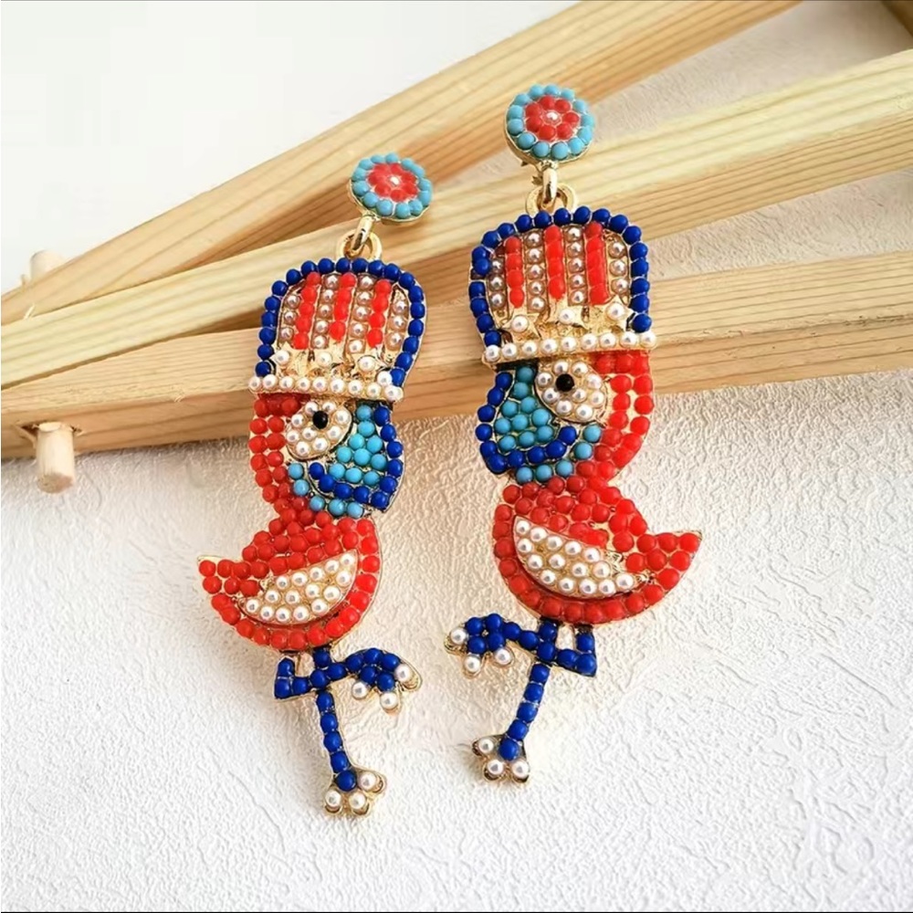 NWT Super Fun 4th of July Independence Day Beaded Earrings